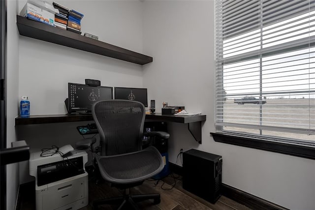 office featuring dark wood-type flooring