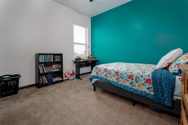 bedroom with carpet and ceiling fan