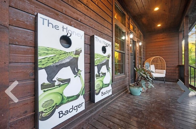 wooden deck with covered porch