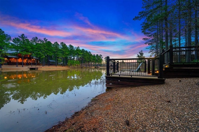 view of dock featuring a water view