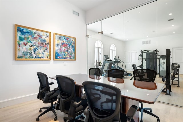 office featuring light hardwood / wood-style floors