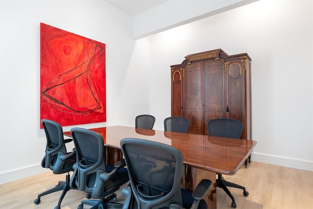 office space featuring light wood-type flooring