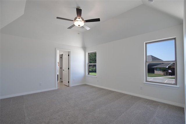 8800 Tyrion Dr, Edmond, OK 73007 - unfurnished bedroom with carpet, high vaulted ceiling, and a ceiling fan