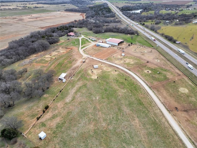 drone / aerial view with a rural view