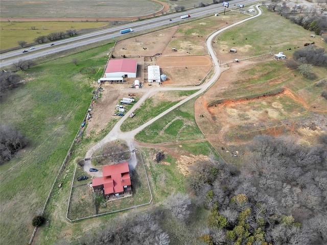 drone / aerial view with a rural view