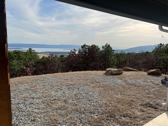 view of yard featuring a mountain view