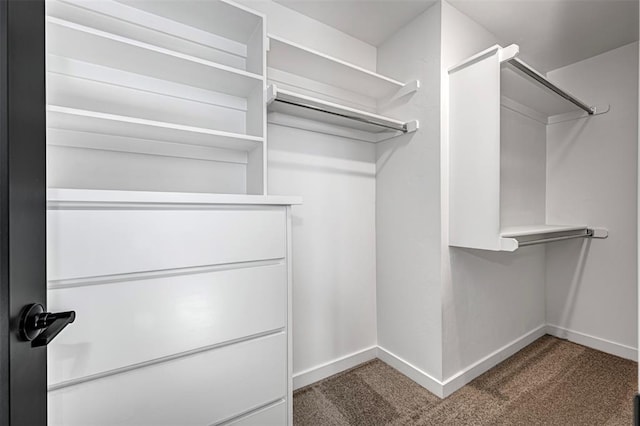 spacious closet with dark carpet