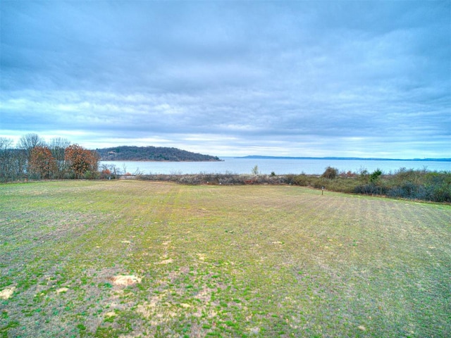 view of yard with a water view