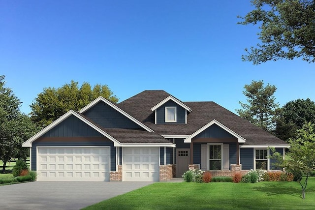 craftsman-style home with a garage and a front yard