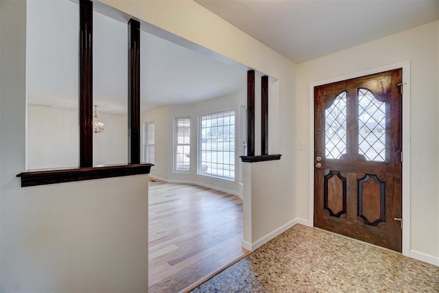 foyer with light wood-type flooring