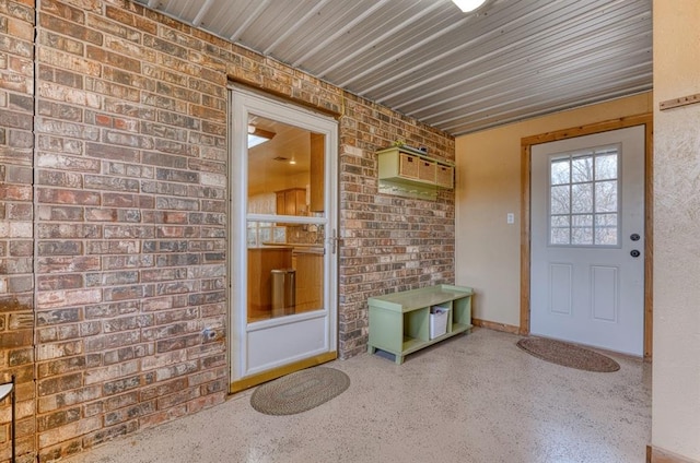 interior space with brick wall