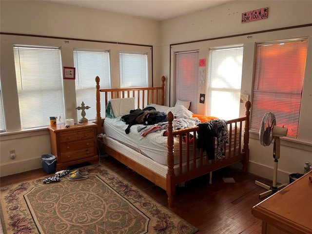 bedroom featuring dark hardwood / wood-style floors