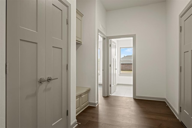 hall featuring dark hardwood / wood-style floors