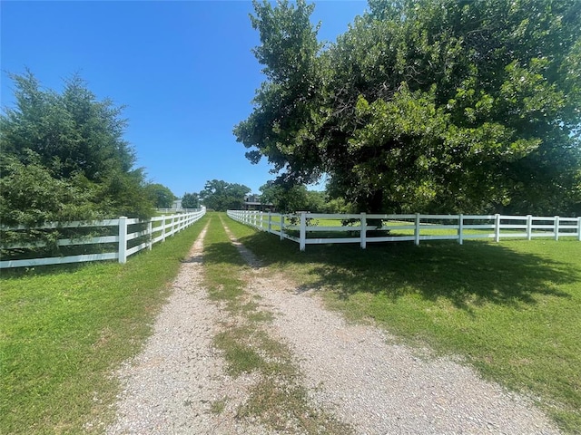 view of street with a rural view