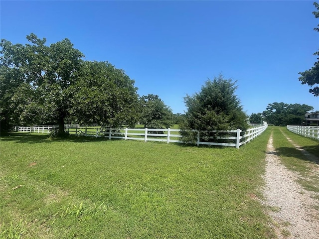 view of yard with a rural view