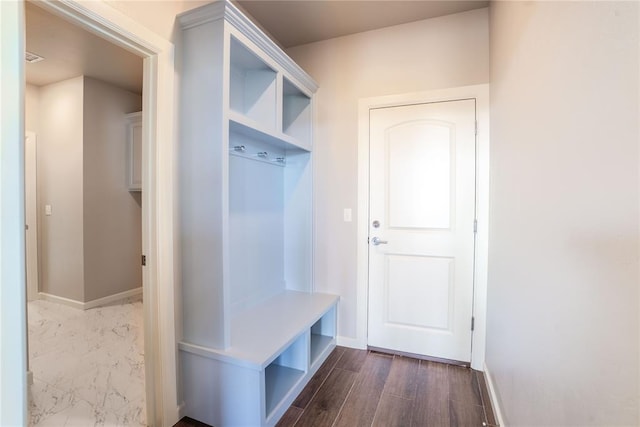 mudroom featuring dark hardwood / wood-style flooring