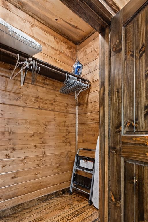 walk in closet featuring wood-type flooring