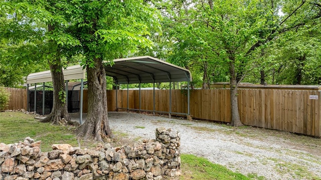 view of yard featuring a carport