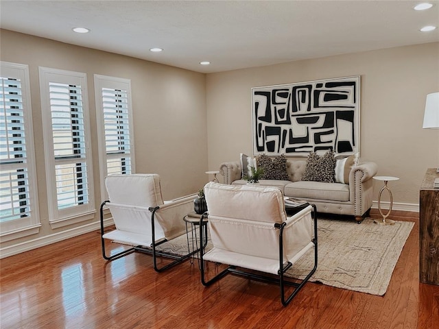 living room with hardwood / wood-style flooring