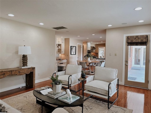 living room featuring light wood-type flooring