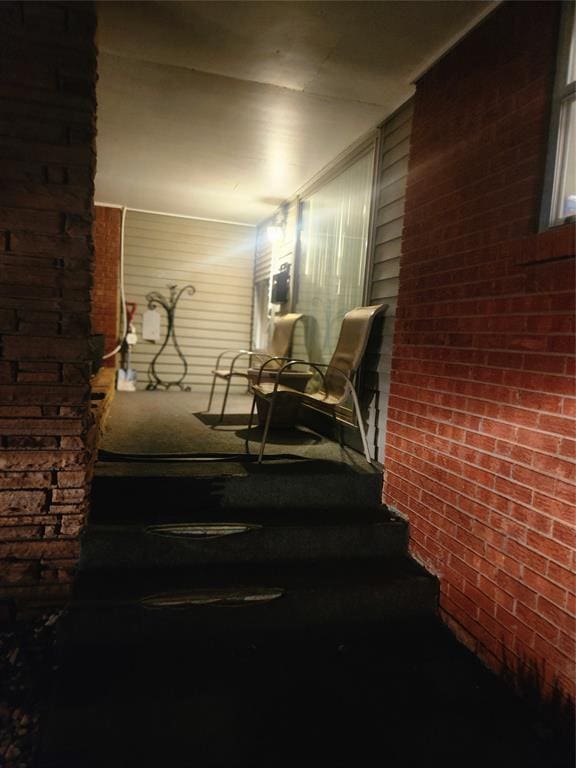 interior space with brick wall