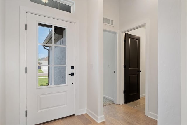 interior space with light hardwood / wood-style floors