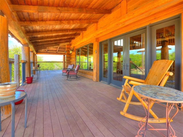 deck with covered porch