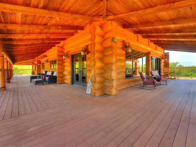 wooden deck with a porch