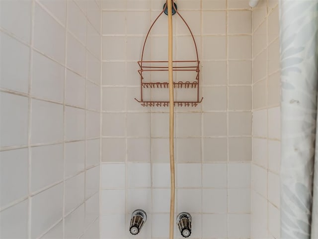 room details featuring shower / bath combination with curtain