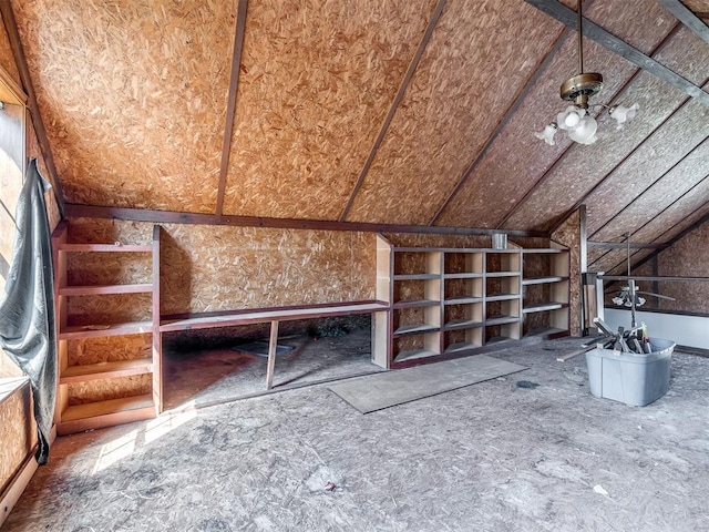 interior space featuring vaulted ceiling