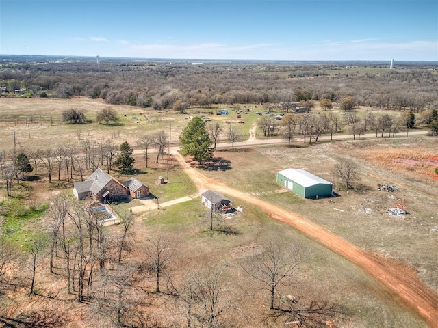 drone / aerial view with a rural view