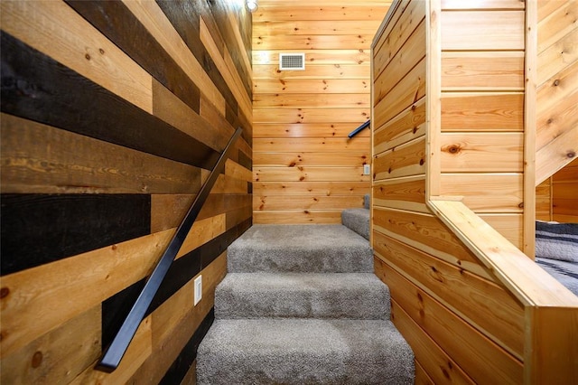 44 Blue Ivey Cir, Broken Bow, OK 74728 - stairs featuring wooden walls and a sauna