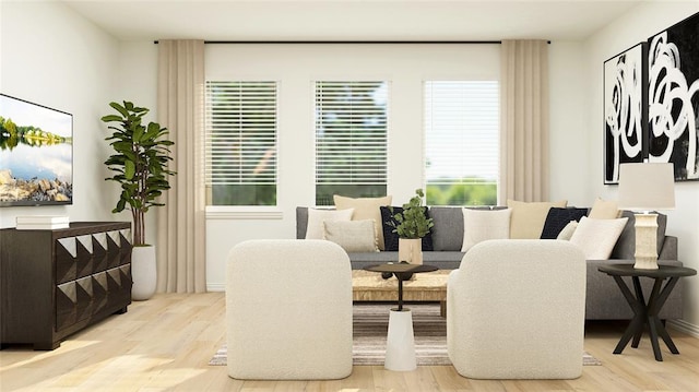 sitting room featuring light hardwood / wood-style floors