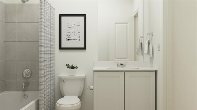 full bathroom with vanity, toilet, and shower / tub combo