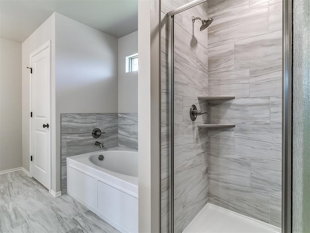 bathroom with plus walk in shower