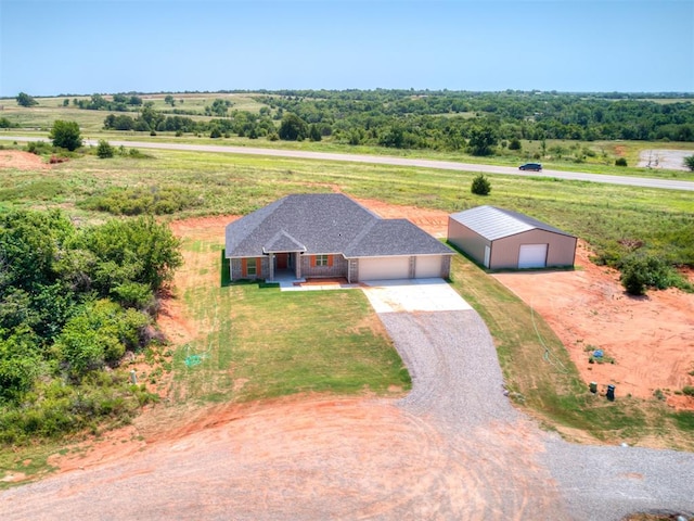 bird's eye view with a rural view