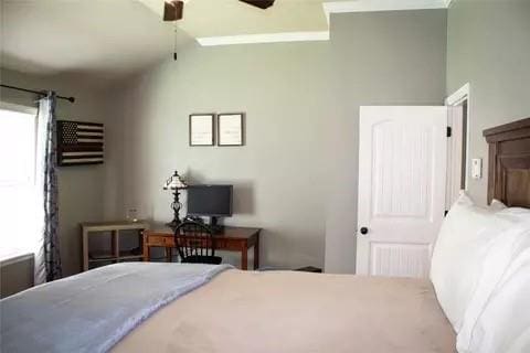 bedroom featuring ceiling fan