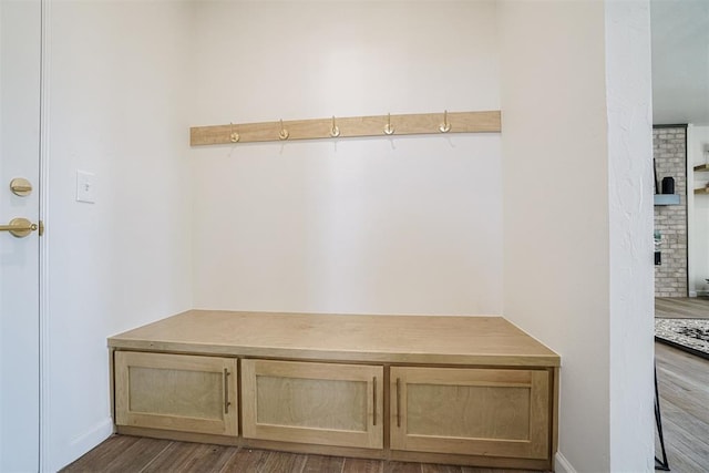 mudroom with hardwood / wood-style flooring