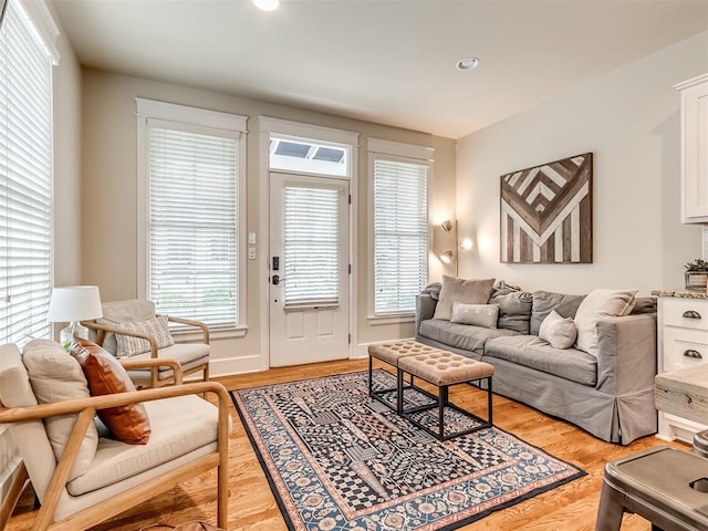 living room featuring light hardwood / wood-style floors