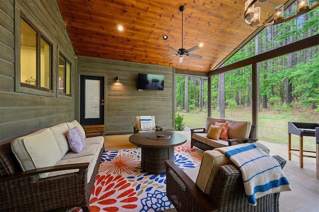 view of patio with an outdoor hangout area and ceiling fan