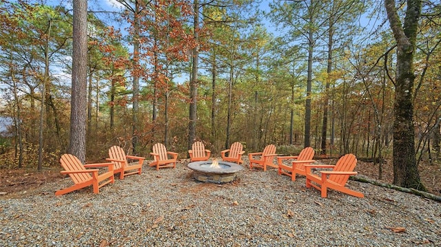 view of patio featuring a fire pit