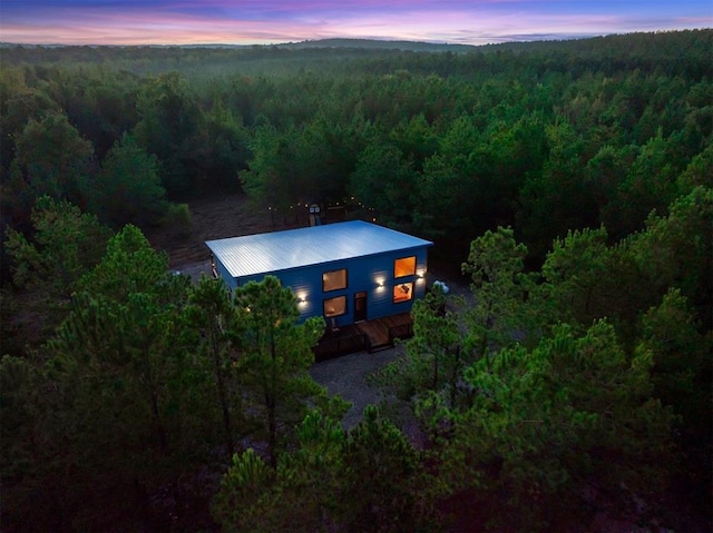 view of aerial view at dusk