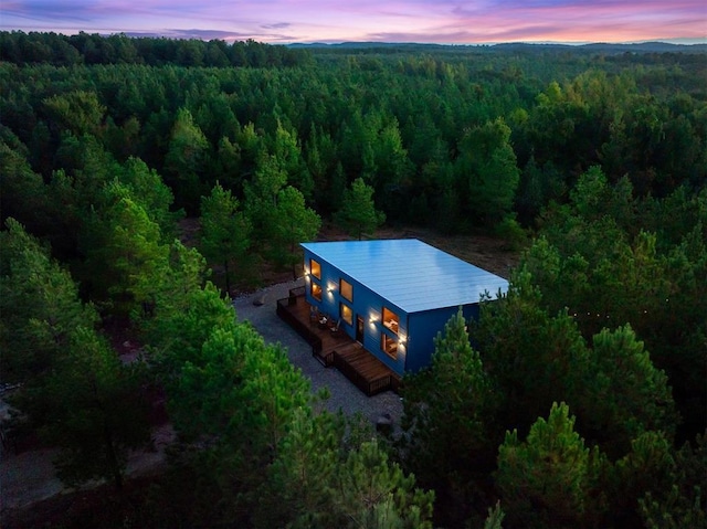 view of aerial view at dusk