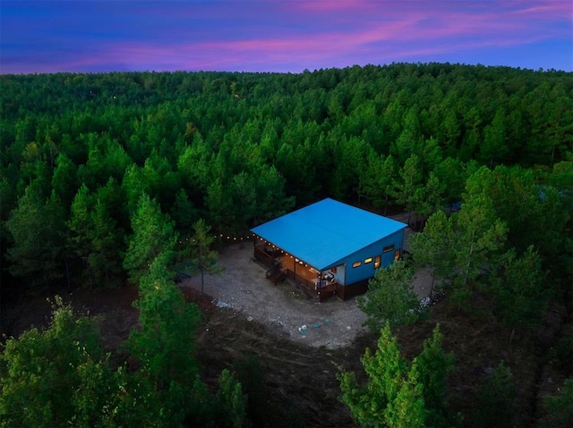 view of aerial view at dusk