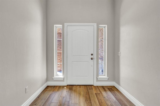 entryway with light hardwood / wood-style flooring and plenty of natural light