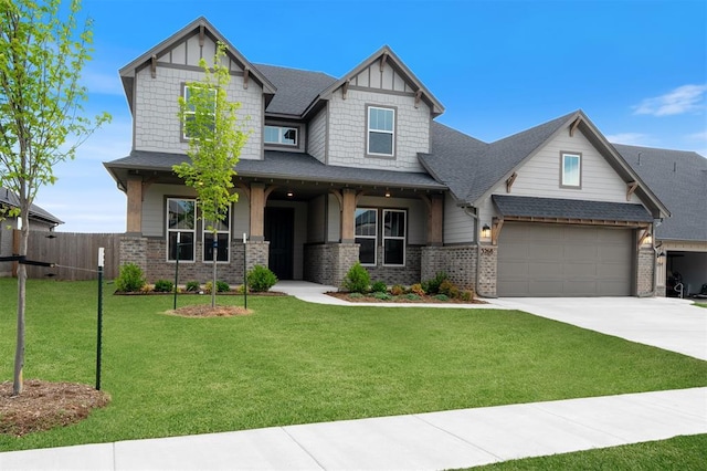 13268 Sawtooth Oak Rd, Choctaw, OK 73020 - craftsman inspired home featuring concrete driveway, brick siding, roof with shingles, and an attached garage