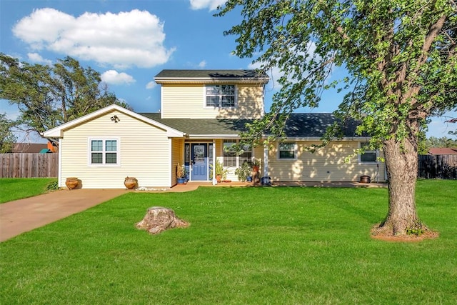 view of front property with a front lawn