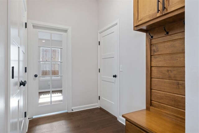 mudroom featuring dark hardwood / wood-style floors