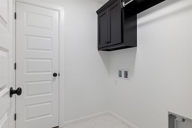 laundry area featuring cabinets and hookup for a washing machine