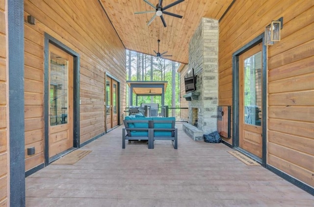 view of patio / terrace featuring outdoor lounge area and ceiling fan